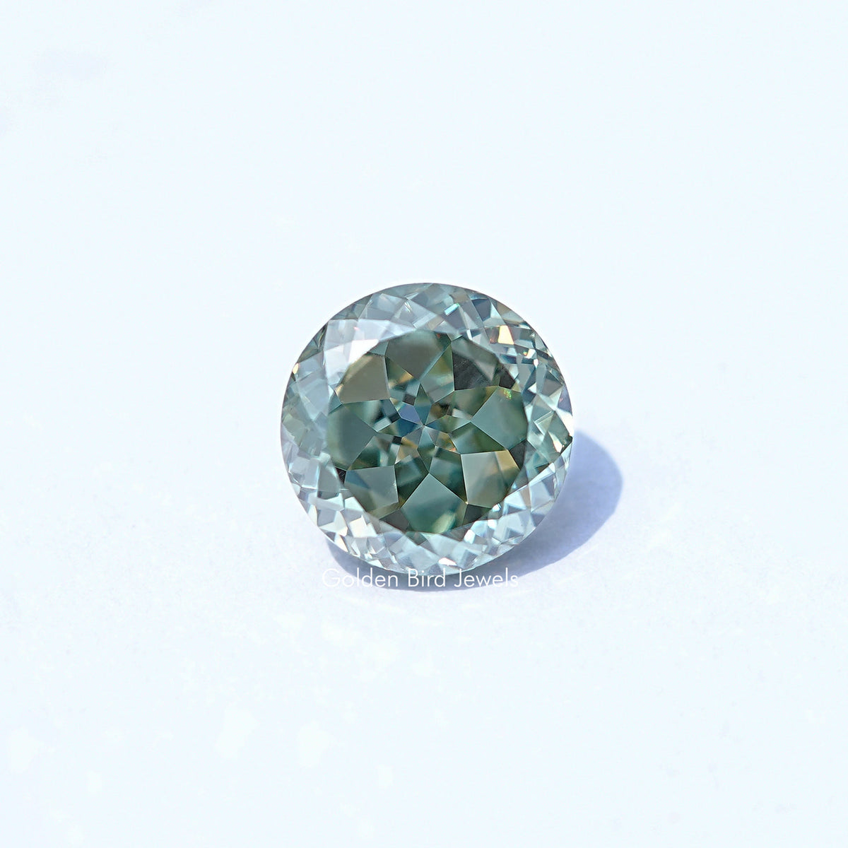 Blue Green Portuguese Cut Round Loose Moissanite