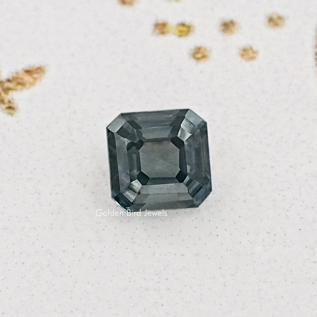 Front View Of Gray Asscher Cut Loose Moissanite stone