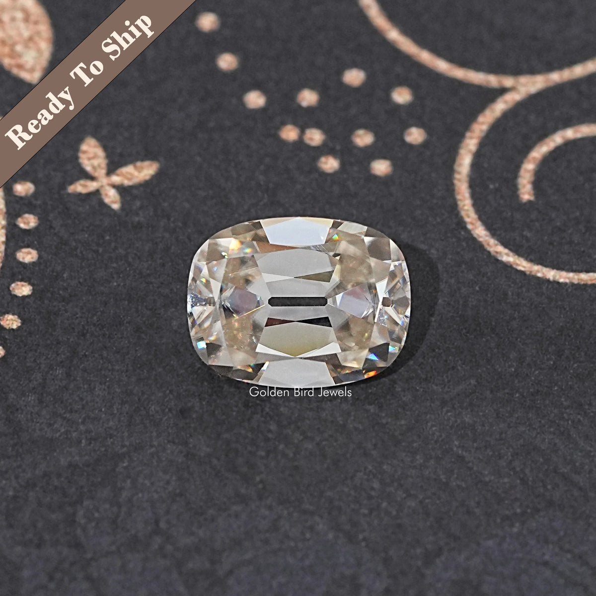 Off White Old Mine Cushion Cut Loose Moissanite
