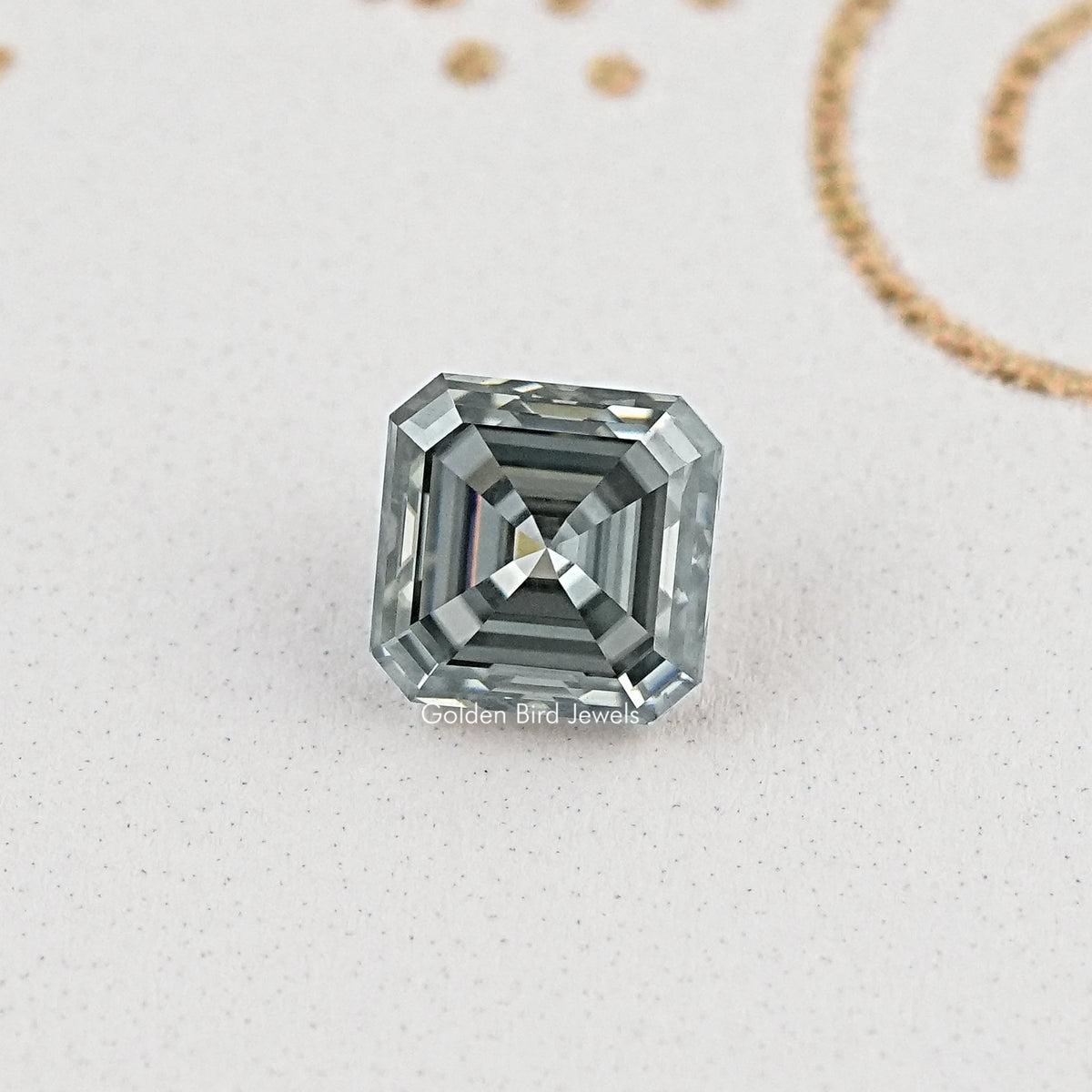 Gray Asscher Cut Loose Moissanite Stone