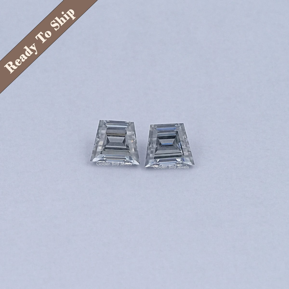 Grey Trapezoid Cut Moissanite Loose Pair