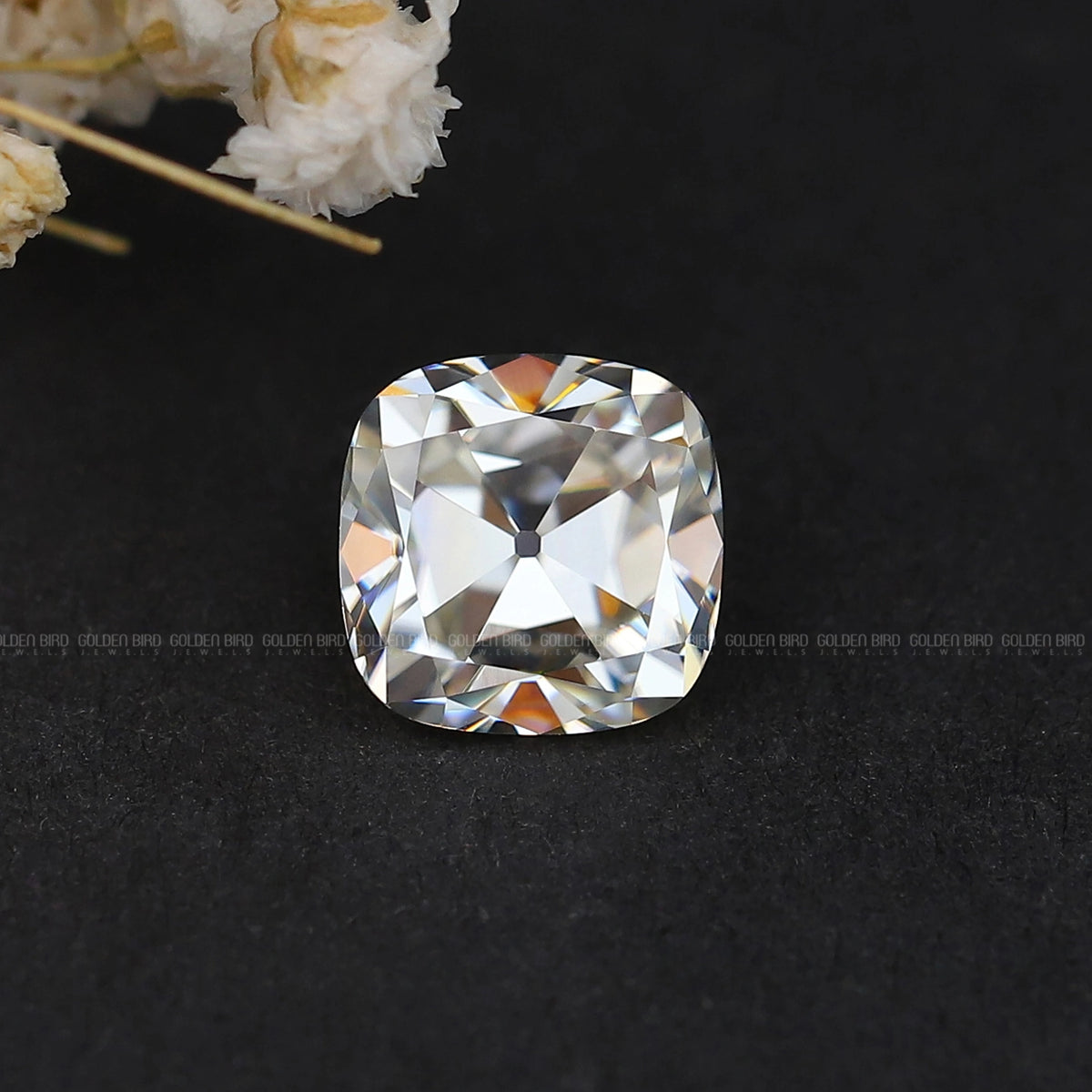 3 Carat Old Mine Cushion Cut Loose Moissanite