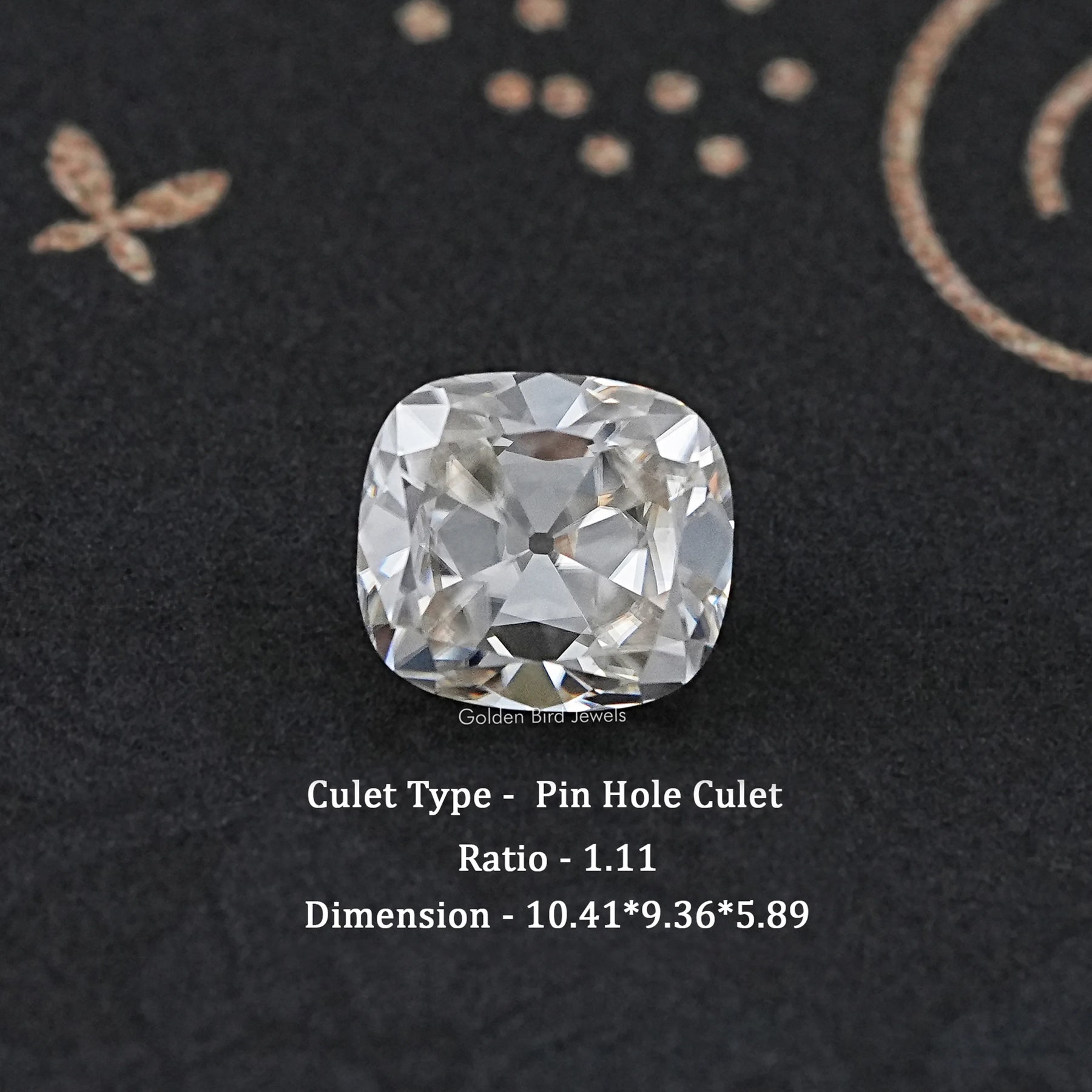 Off White Old Mine Cushion Cut Loose Moissanite