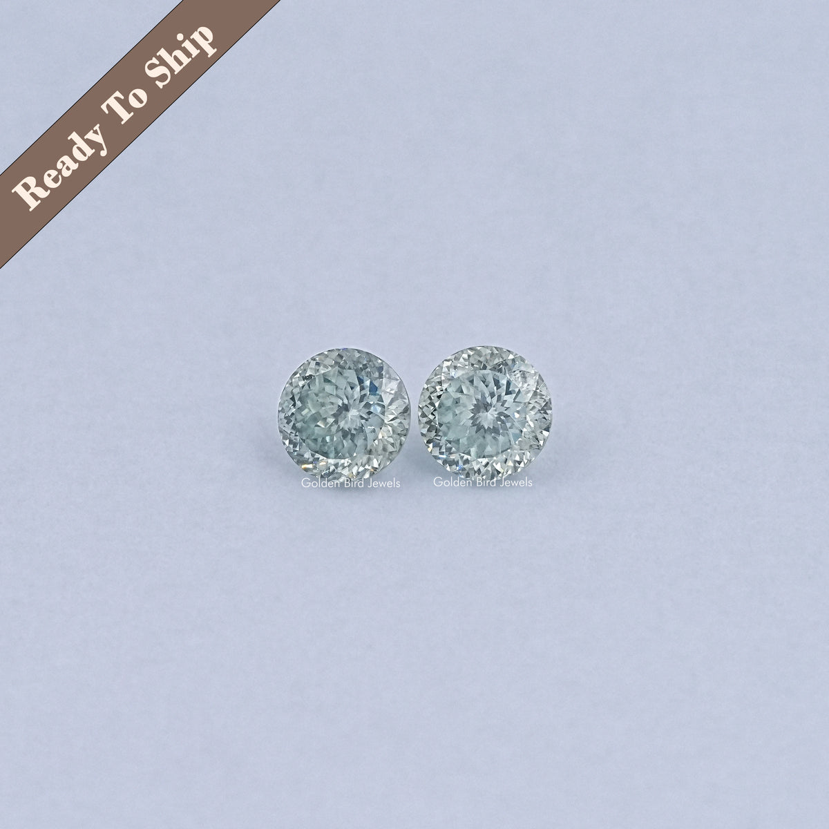 Blue Green Portuguese Cut Round Loose Moissanite Pair