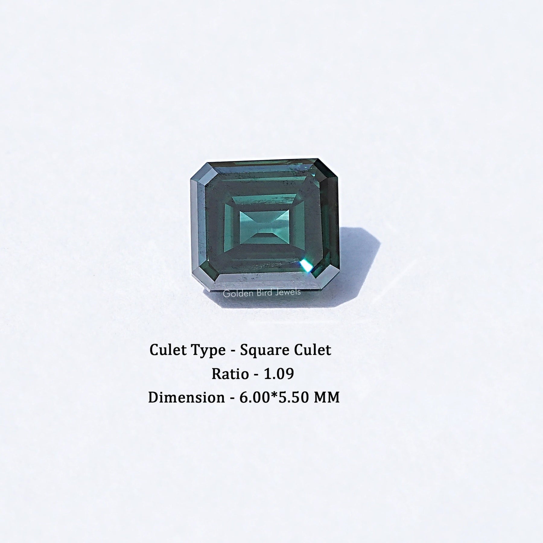 Dark Green Old Mine Asscher Moissanite Loose Stone