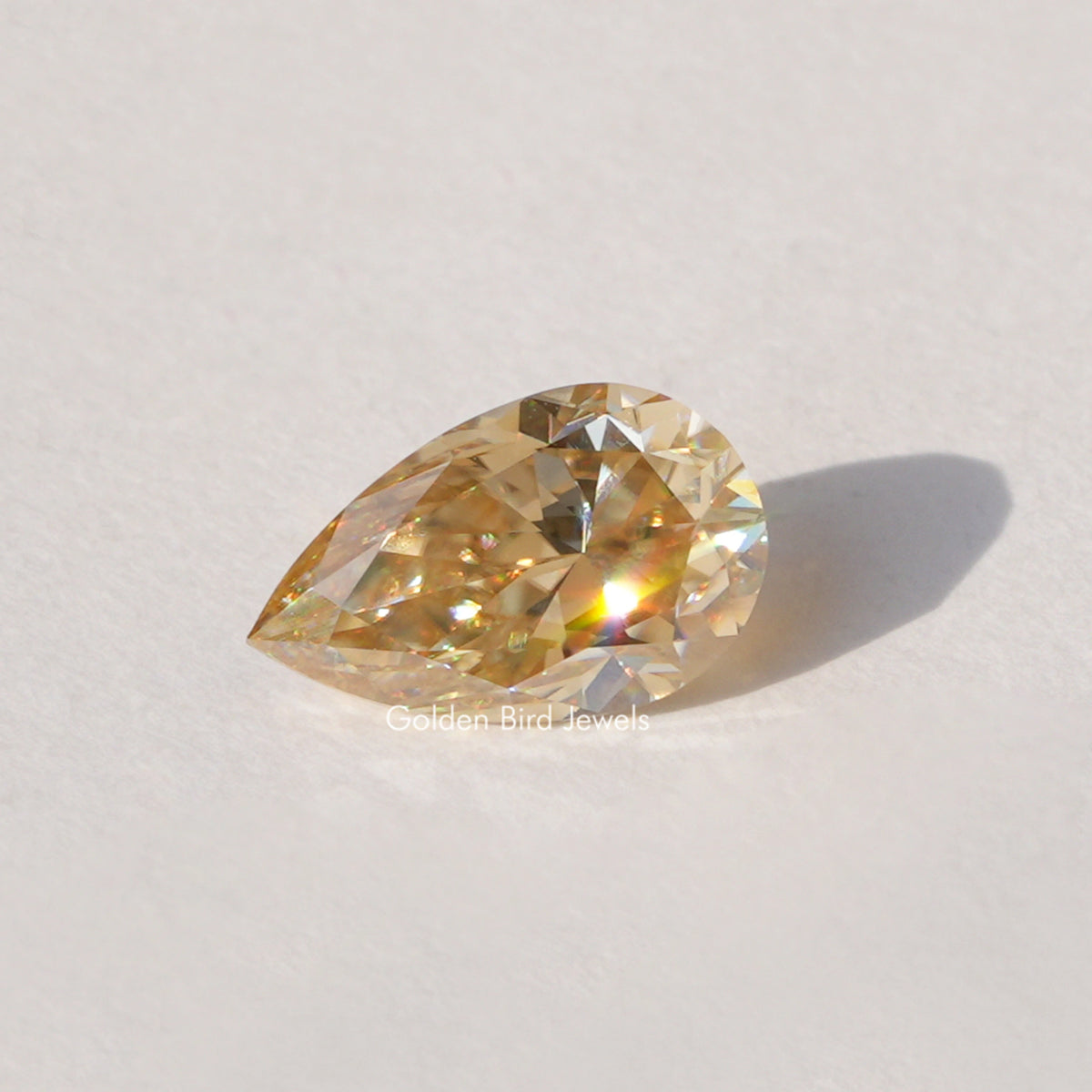 1.15 CT Champagne Old Mine Cut Pear Moissanite Loose Stone