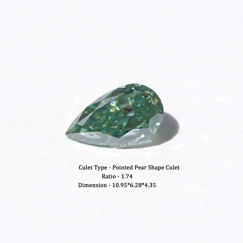 1.90 CT Old Mine Pear Cut Blue Green Moissanite Loose Stone