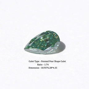 1.90 CT Old Mine Pear Cut Blue Green Moissanite Loose Stone