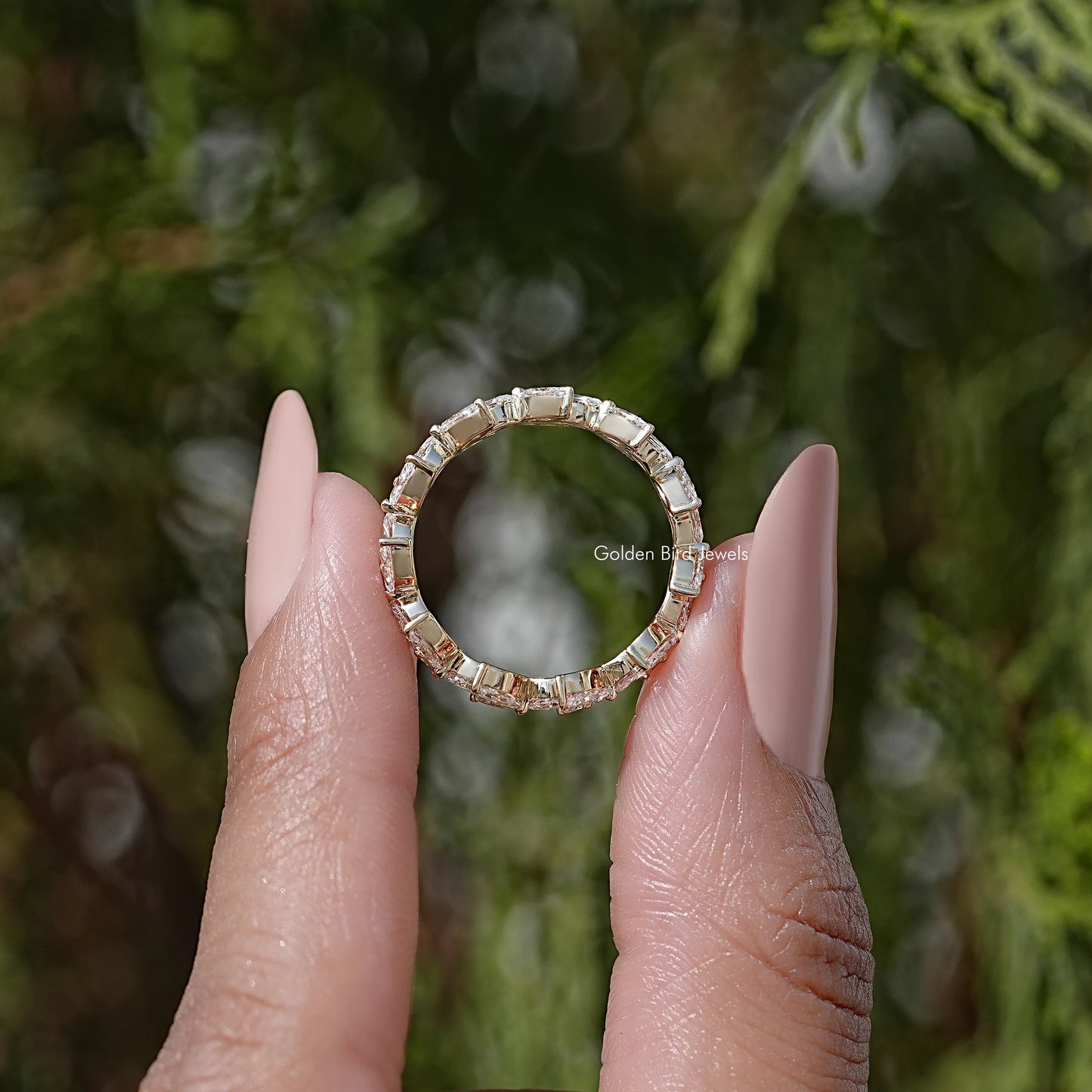 Marquise Lab Diamond Dainty Wedding Band