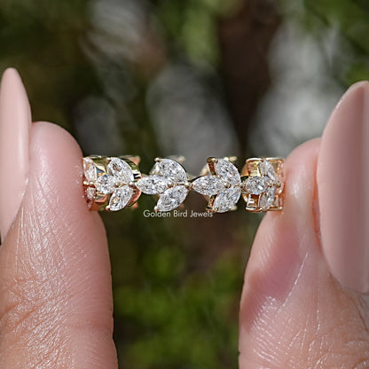 Marquise Lab Diamond Dainty Wedding Band