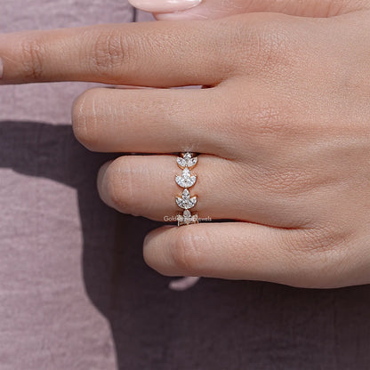 Marquise Lab Diamond Dainty Wedding Band