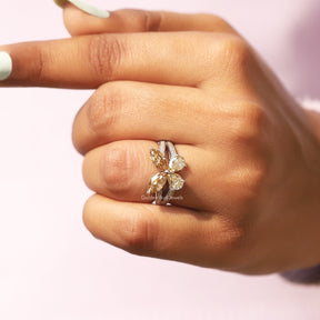 Marquise Cut Moissanite Butterfly Engagement Ring