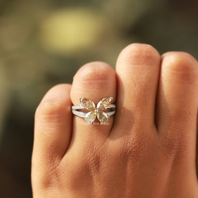 Marquise Cut Moissanite Butterfly Engagement Ring