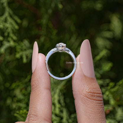Marquise Moissanite Twisted Accent Wedding Ring