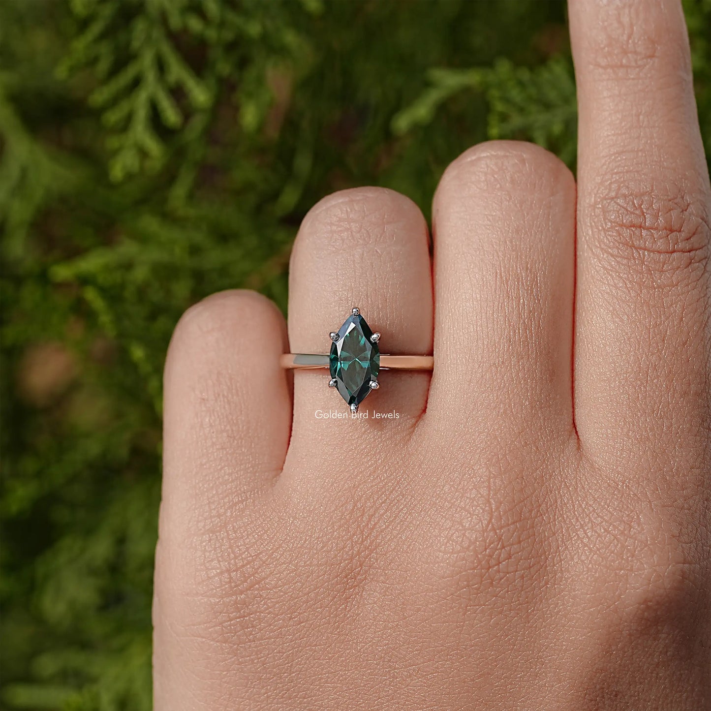 Marquise Moissanite Solitaire Wedding Ring