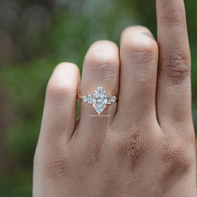 Marquise And Baguette Lab Diamond Five Stone Ring