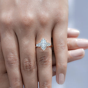 Marquise And Baguette Lab Diamond Five Stone Ring