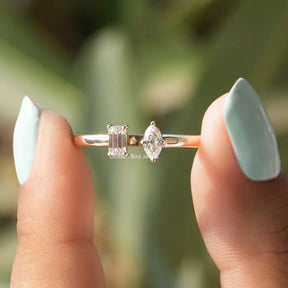 Marquise And Emerald Lab Diamond Toi Et Moi Ring