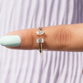 Marquise And Emerald Lab Diamond Toi Et Moi Ring