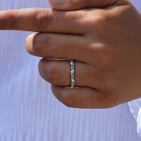 Marquise And Round Lab Diamond Half Eternity Band