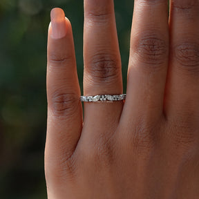 Marquise And Round Lab Diamond Half Eternity Band