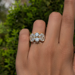 Marquise And Round Cut Moissanite Vintage Ring