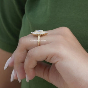 [Marquise And  Baguette Cut Halo Ring]-[Golden Bird Jewels]