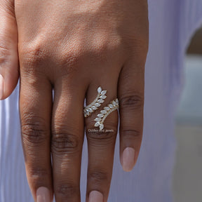 Detailed View Of Bypass Set Diamond Wedding Ring In Yellow Gold
