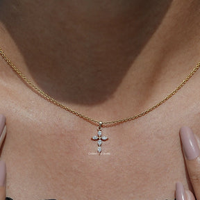 View of Marquise Cut Diamond Cross Pendant In Wear's of Women's 