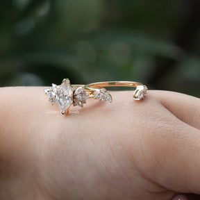 View of Marquise Cut Moissanite Wedding Ring