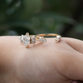[This ring set made of yellow gold and marquise cut stones]-[Golden Bird Jewels]