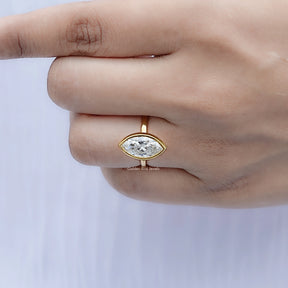Marquise Cut Lab Diamond Bezel Set Ring