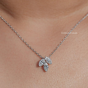 Marquise Cut Lab Diamond Three Stone Pendant