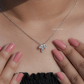 Marquise Cut Lab Diamond Three Stone Pendant