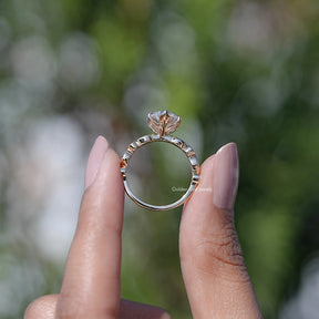 Marquise Cut Lab Diamond Accent Set Bridal Ring