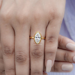 Marquise Cut Lab Diamond Bezel Set Ring