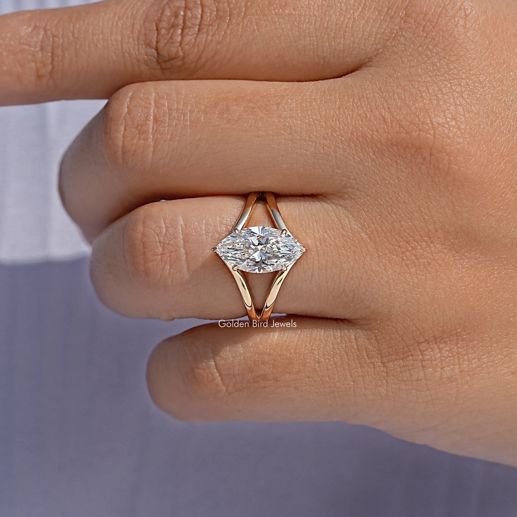 Split Shank Marquise Cut Lab Diamond Ring