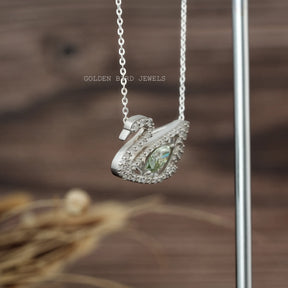 [Duck bird moissanite pendant made of vvs clarity and colorless clarity]-[Golden Bird Jewels]