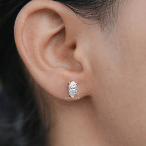 Marquise Moissanite Solitaire Stud Earrings