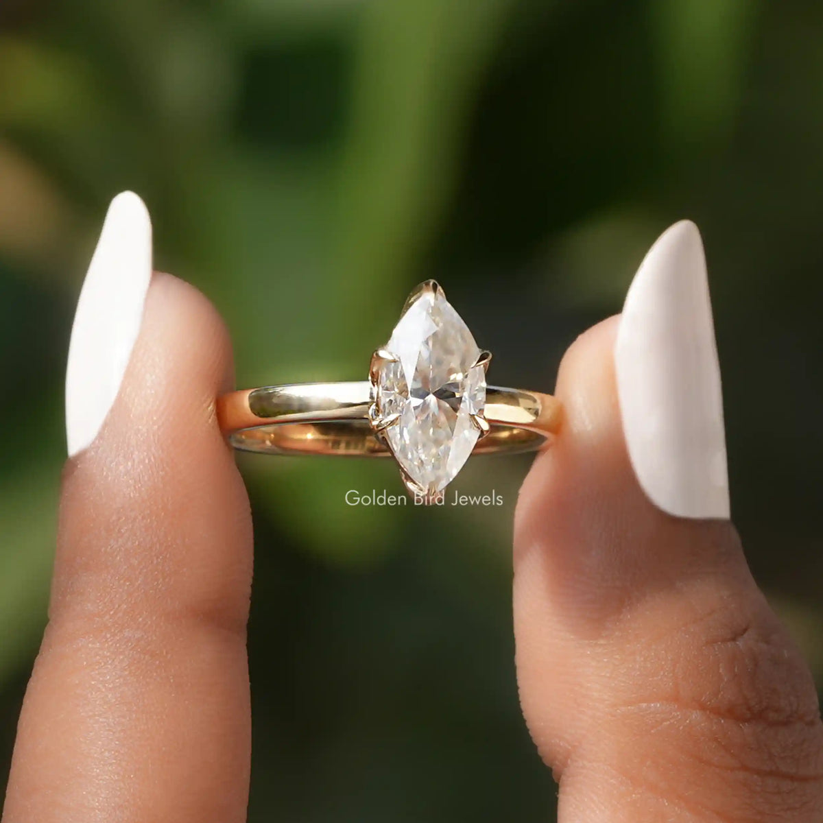 Marquise Cut Solitaire Moissanite Engagement Ring