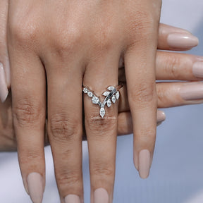 Marquise Cut V Shape Curved  Moissanite Wedding Band