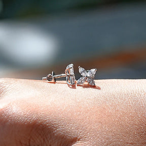 Front And Back Side View Of solitaire stud earrings crafted in lab diamonds  