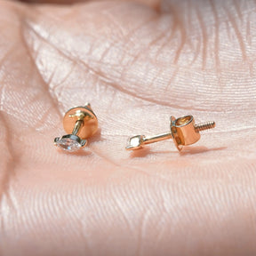 Front And Back Side View Of Lab Diamond Marquise Cut Stud Earrings