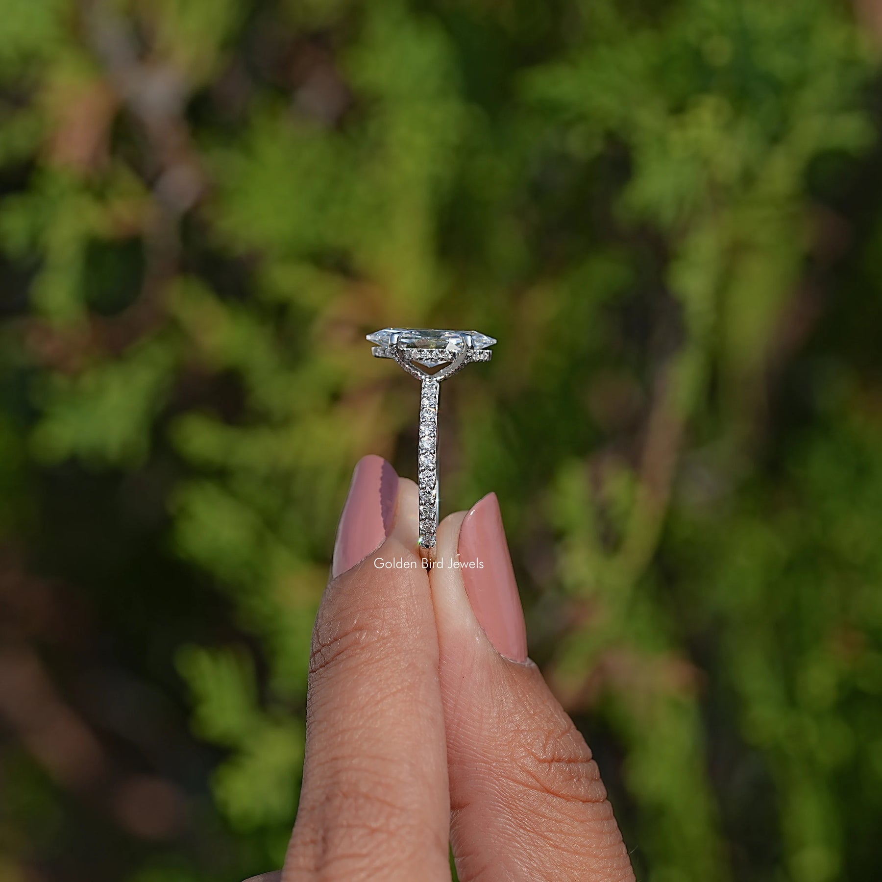 Marquise Cut Lab Diamond Accent Ring