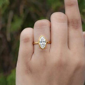 Marquise Cut Lab Diamond Bezel Set Ring