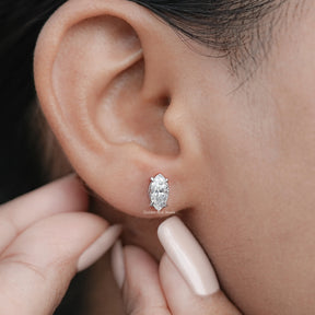 Marquise Moissanite Solitaire Stud Earrings