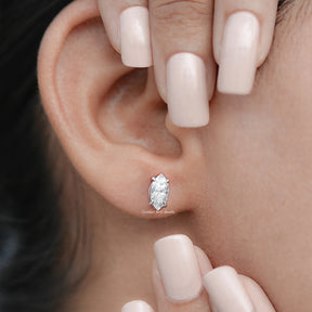 Marquise Moissanite Solitaire Stud Earrings