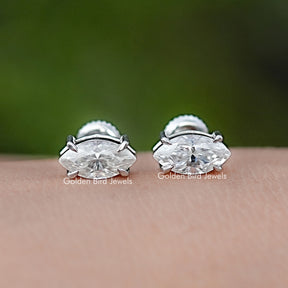 Marquise Moissanite Solitaire Stud Earrings