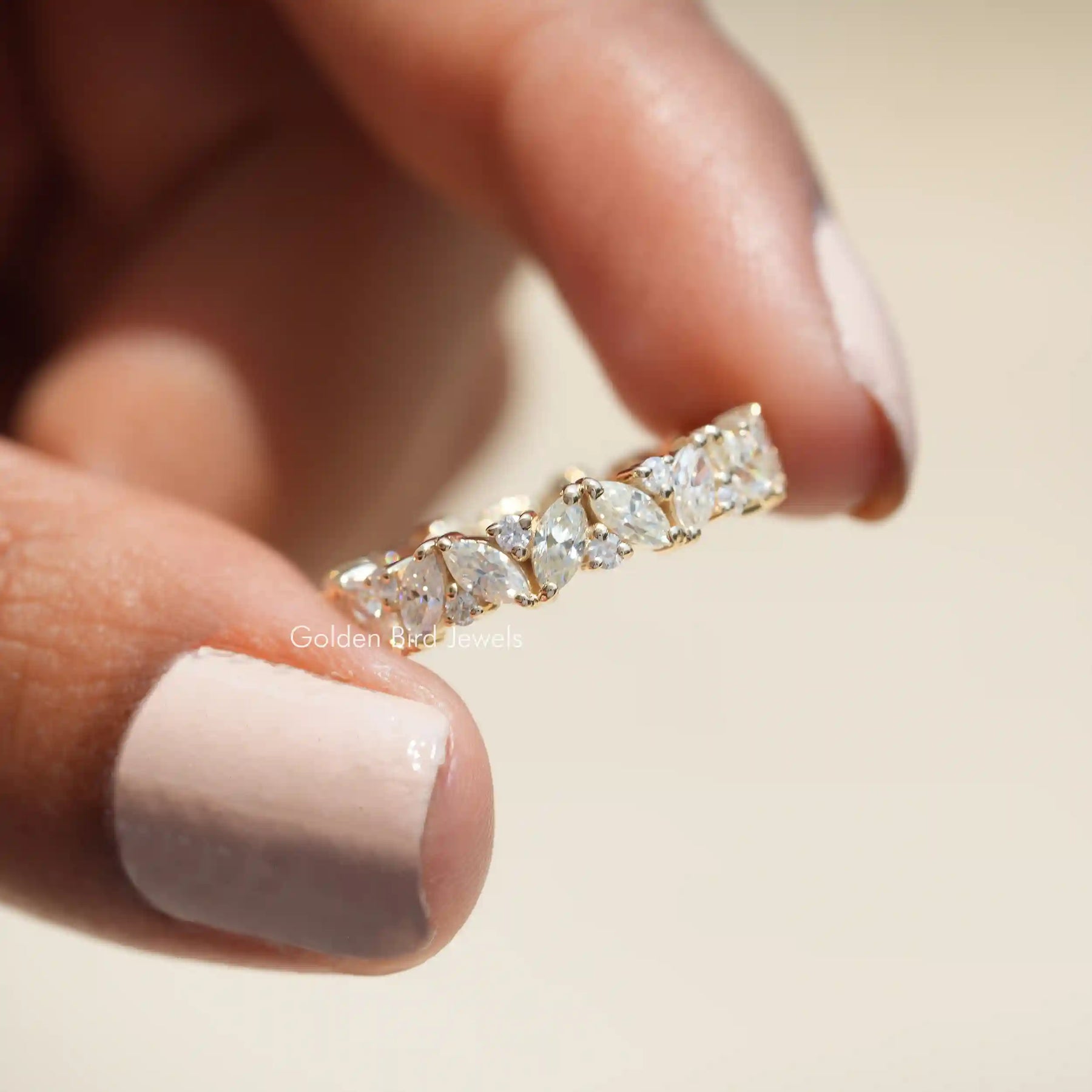 An Art Deco Alternate Set Marquise And Round Diamond Wedding Band - True  Diamond Jewels