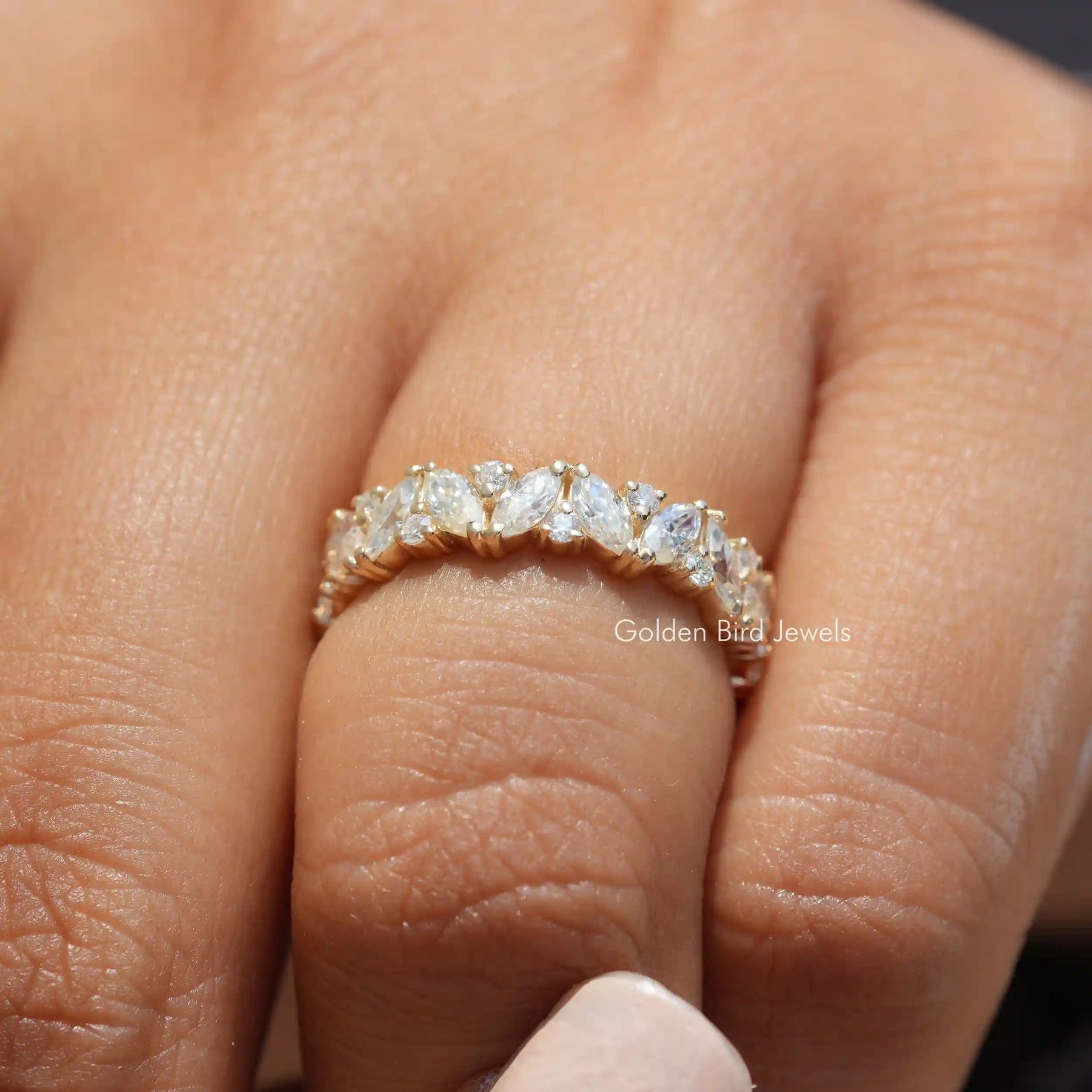 Marquise & Round Cut Moissanite Full Eternity Cluster Wedding Band
